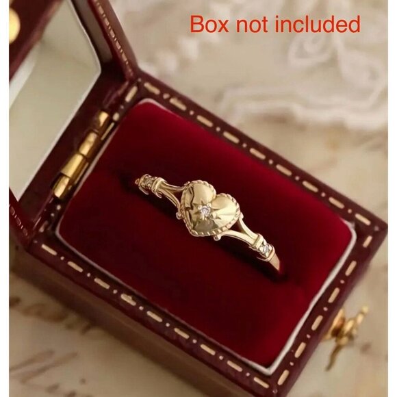 Gold Heart Ring Size 6 - Picture 2 of 4